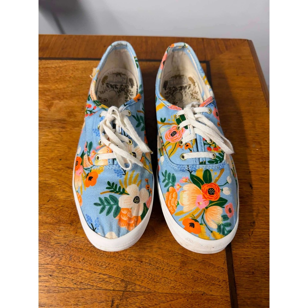 Keds Womens 8 Blue Sneakers Rifle Paper Co Floral Champion WF58358
